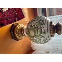Stilvolle Stehlampe aus weißer Keramik handbemalt 4