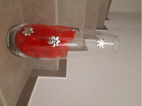 Glas Vase mit Silber