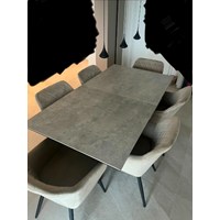 Esstisch grau (ausziehbar) & Stühle beige 4