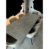 Esstisch grau (ausziehbar) & Stühle beige 3