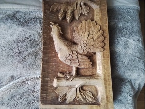 Holzrelief Jagdmotiv Auerhahn