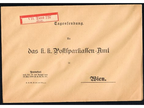 Altes leeres Briefkuvert von Tiers 1914 k. k. Post Altes leeres Briefkuvert von Tiers 1914 k. k. Post