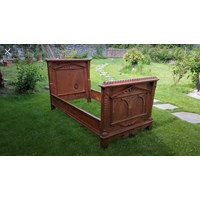 Bettgestell antik mit Matratze neu 7