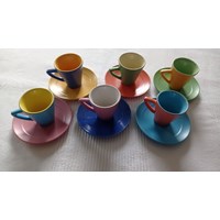 6-er Set, bunte Espressotassen Neu 4